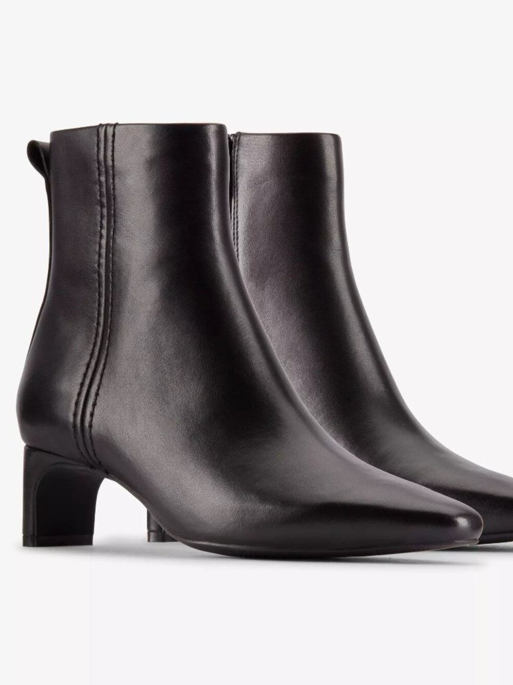 Clarks Edina Up Black Leather Ankle Boots Kitten Heel